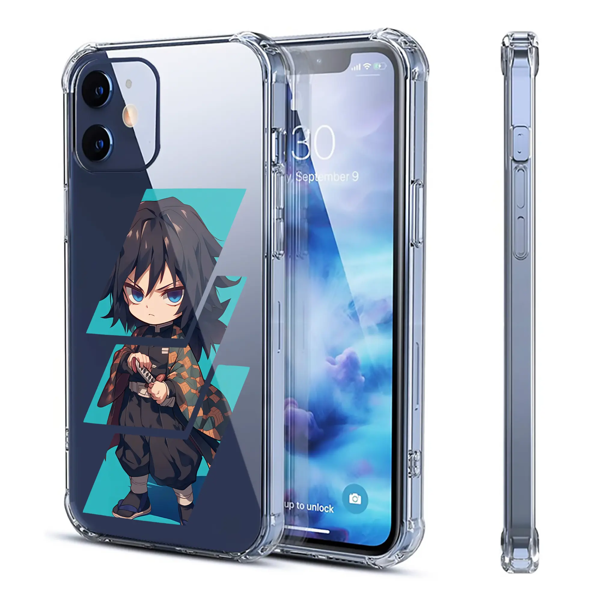 鬼滅の刃 グッズ,冨岡 義勇 - IPhone 12シリーズ対応 ・ 透明スマホケース ・ クリアソフトケース ・ TPU素材 ・ 耐衝撃 ・ 高密着 ・ 防汚 防指紋 ・ 簡単着脱